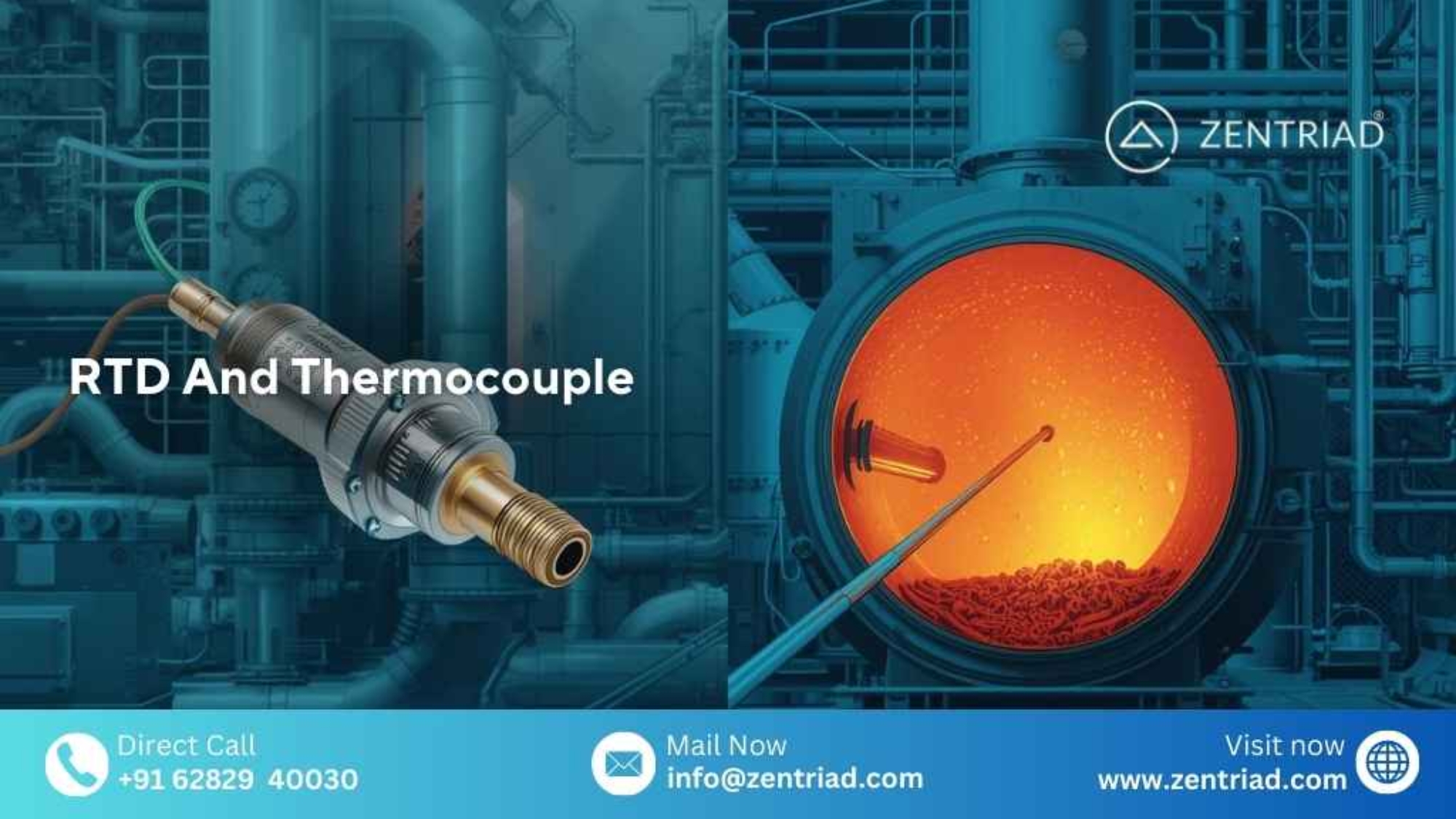 Industrial RTD and thermocouple sensors for precision temperature measurement in factories