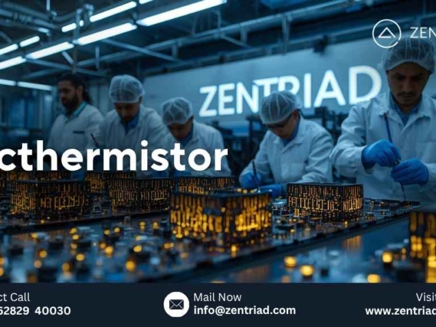 ZENTRIAD engineers testing high-precision ntcthermistor components in a modern temperature sensor manufacturing facility