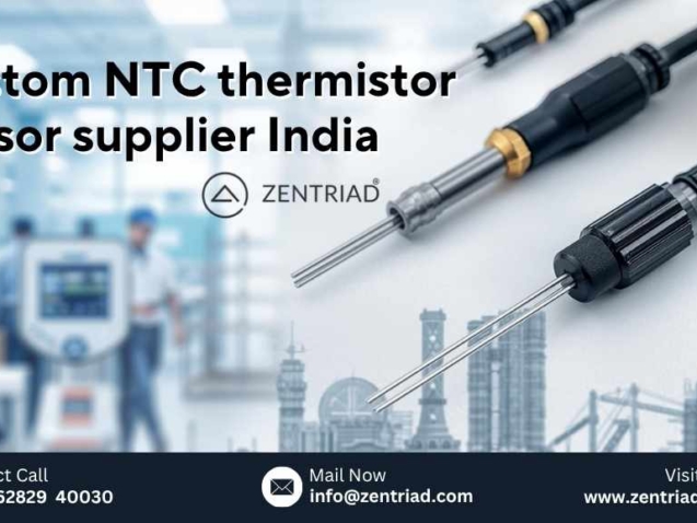 Custom NTC thermistor sensor supplier in India showcasing advanced manufacturing, engineering, and quality testing for global buyers.