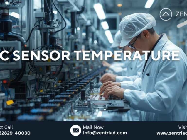 Engineers inspecting thermistors at ZENTRIAD manufacturing facility for precision temperature sensors and industrial components.