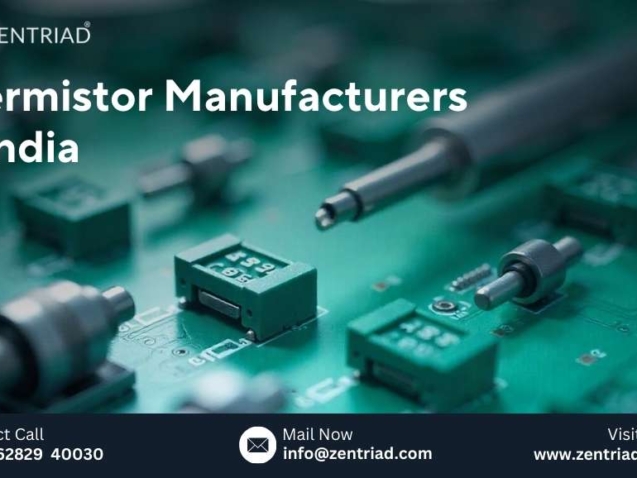 Thermistor manufacturers in India showcasing precision electronic temperature sensors produced by Zentriad for industrial and automotive applications