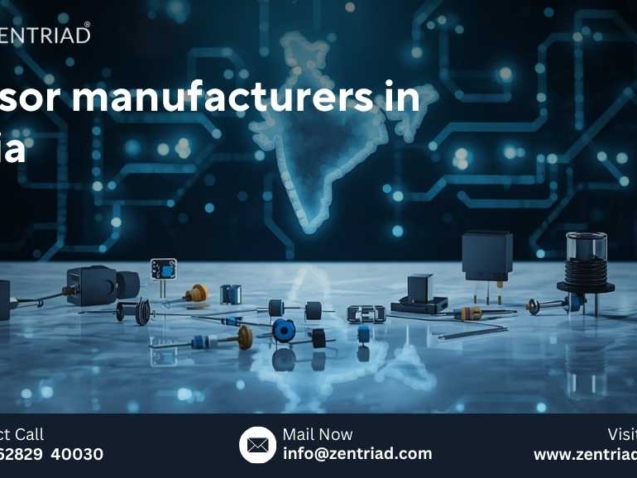 High-quality temperature sensors and electronic components with a digital India map background, representing leading sensor manufacturers in India