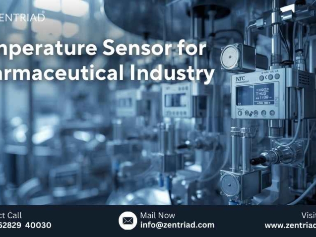 Temperature sensor for pharmaceutical industry manufactured by ZENTRIAD for precise and compliant temperature monitoring