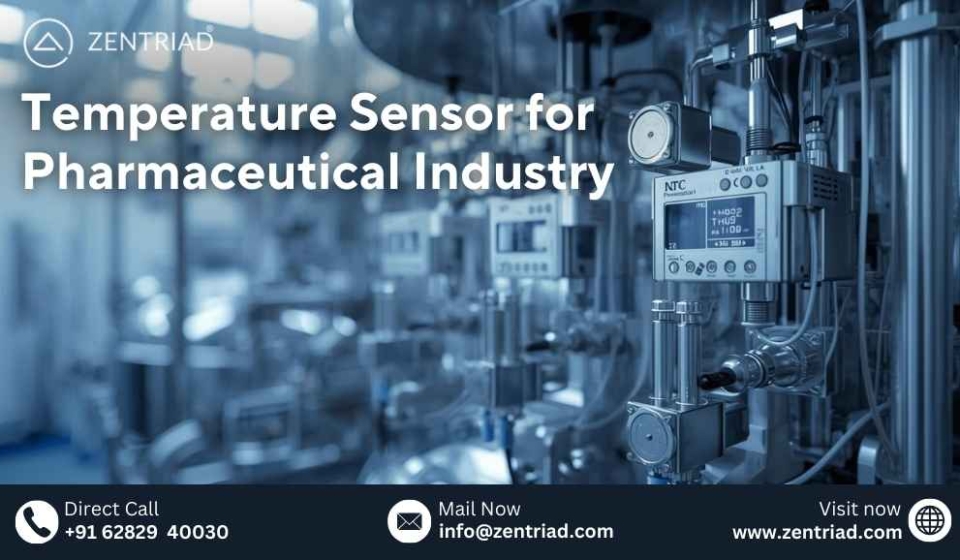 Temperature sensor for pharmaceutical industry manufactured by ZENTRIAD for precise and compliant temperature monitoring
