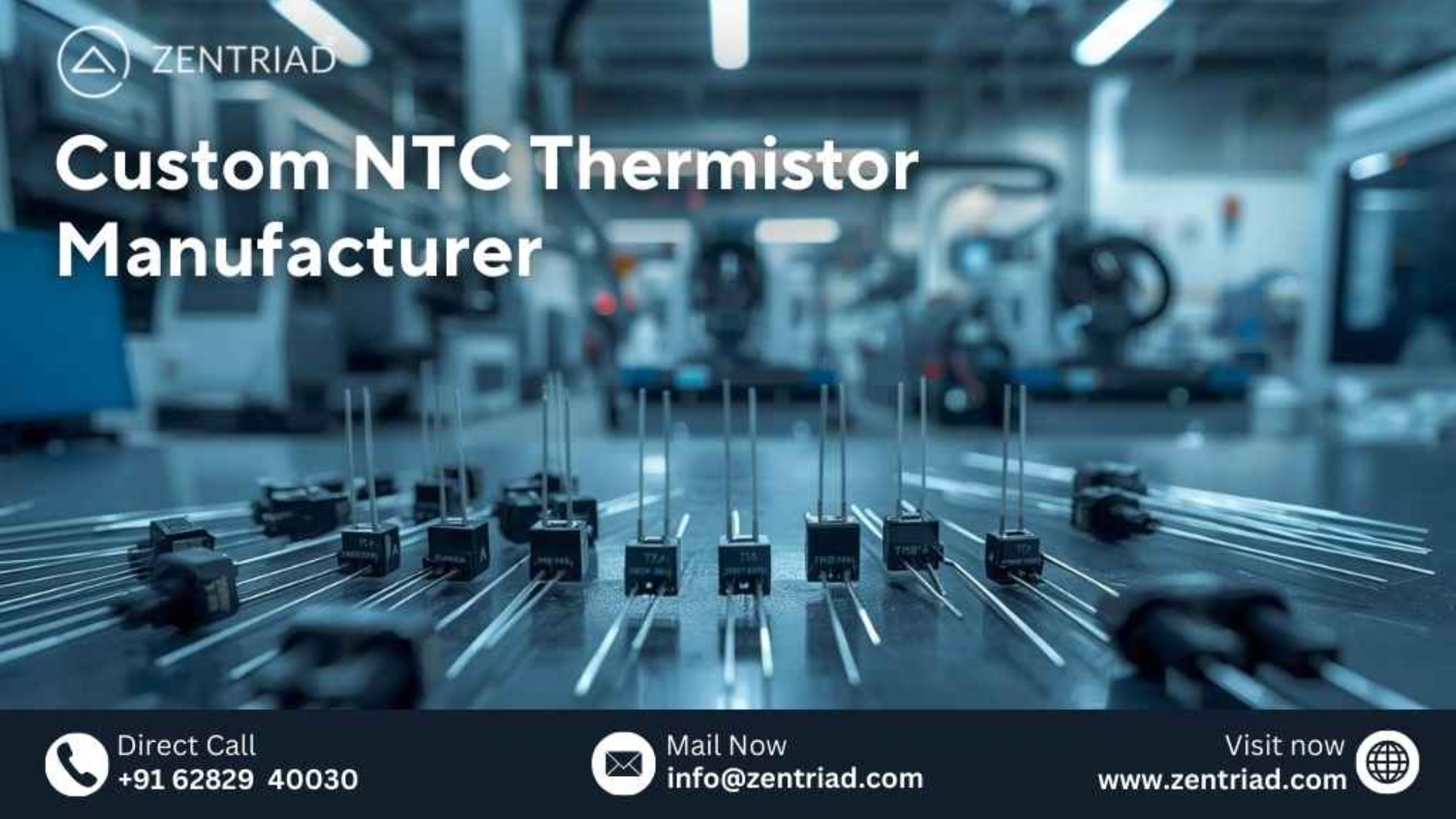 Custom NTC thermistor manufacturer producing precision temperature sensors for industrial and electronic applications