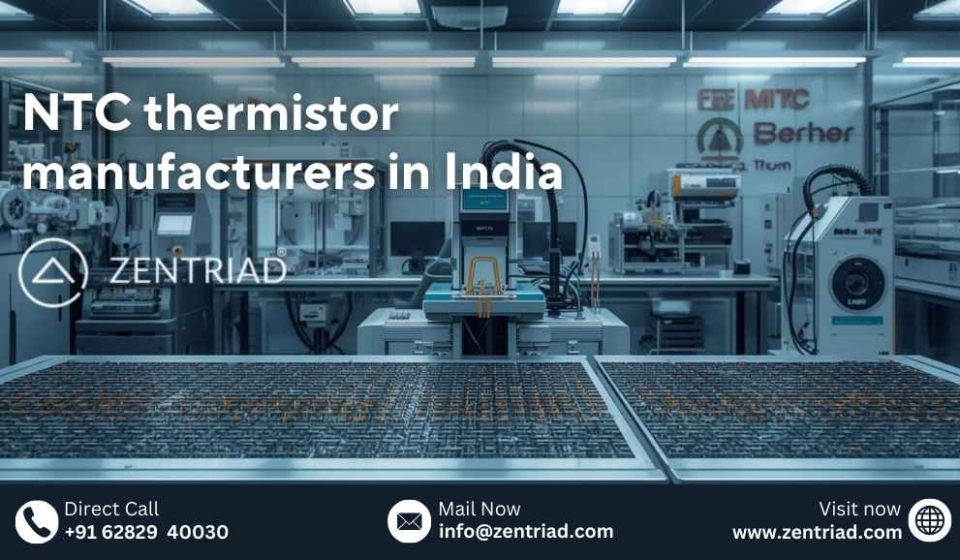 NTC thermistor manufacturing in India by ZENTRIAD – precision temperature sensors for automotive, industrial, and electronics applications