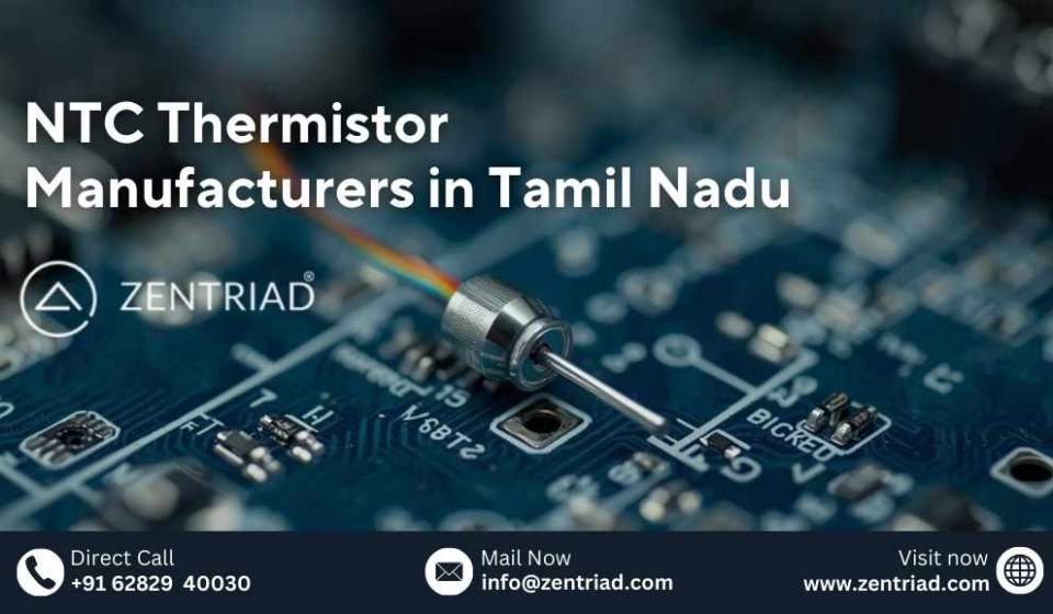 NTC thermistor temperature sensor used in electronics manufacturing and HVAC systems